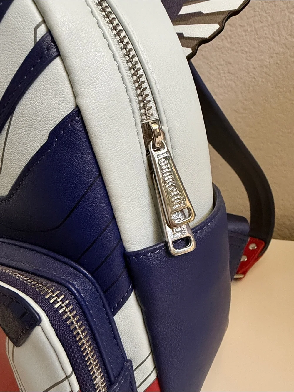 Loungefly Kids Red, White & Blue Falcon and Winter Soldier Shield Mini Backpack